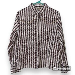 Ruff Hewn size large western button up long sleeve floral striped corduroy feel
